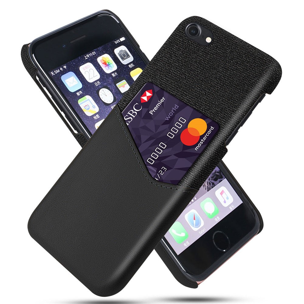 PC + PU + Cloth Hybrid Phone Cover Shell with Card Slot for iPhone 8 / 7 / SE (2020) / SE (2022) 4.7 inch