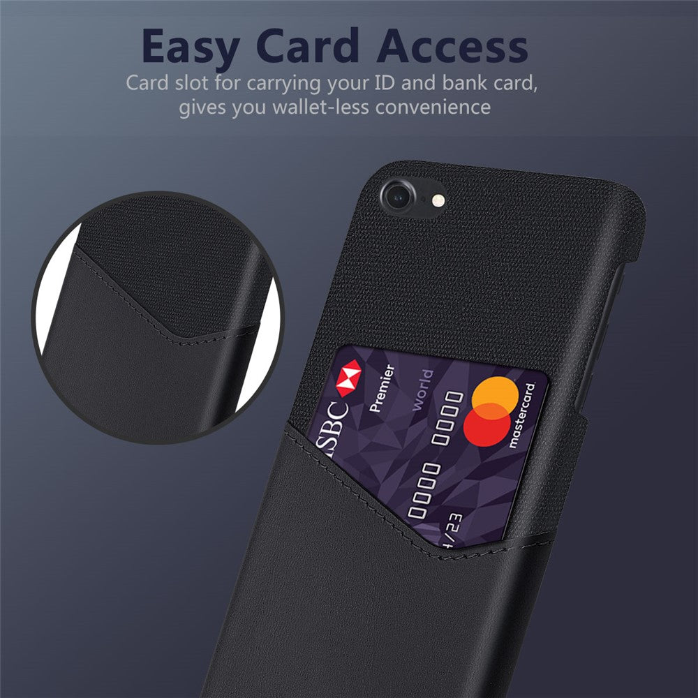 PC + PU + Cloth Hybrid Phone Cover Shell with Card Slot for iPhone 8 / 7 / SE (2020) / SE (2022) 4.7 inch