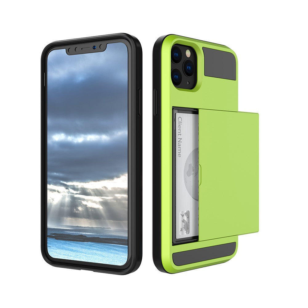 For iPhone 11 6.1 inch (2019) Slide Card Holder PC + TPU Hybrid Mobile Phone Case
