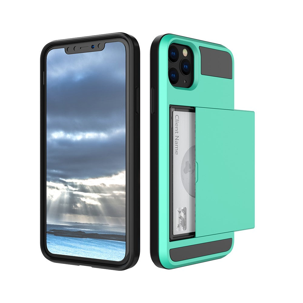 For iPhone 11 6.1 inch (2019) Slide Card Holder PC + TPU Hybrid Mobile Phone Case