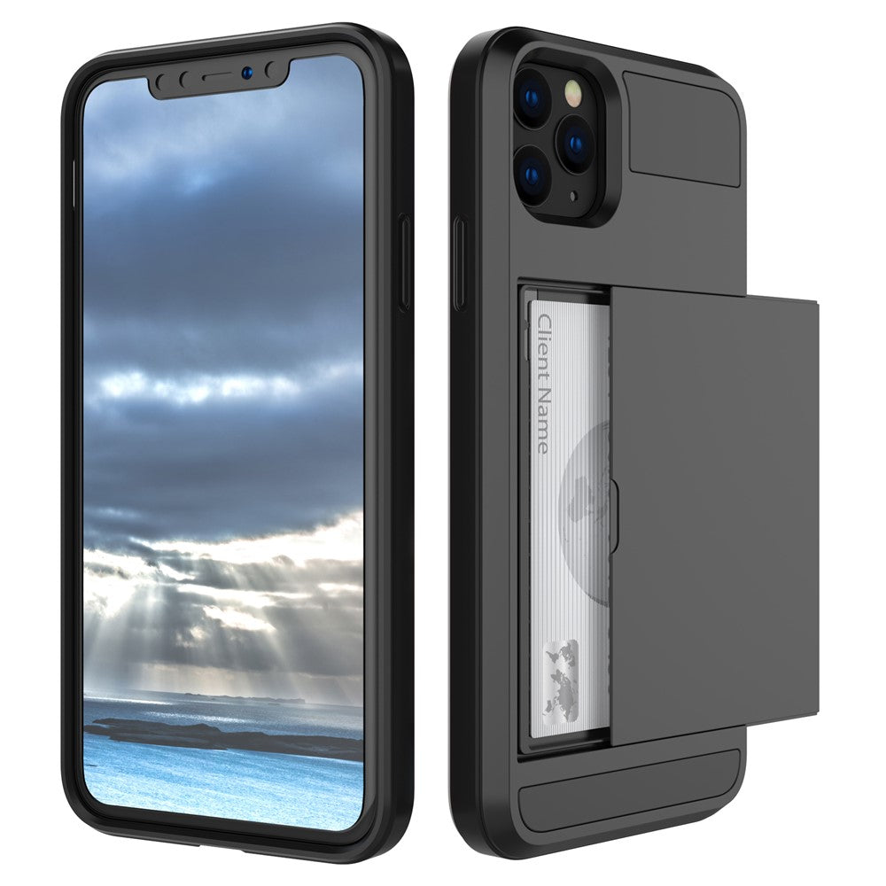 Korthållare Skjutbart PC + TPU Hybrid Mobilskal för iPhone 11 Pro 5,8 tum (2019)