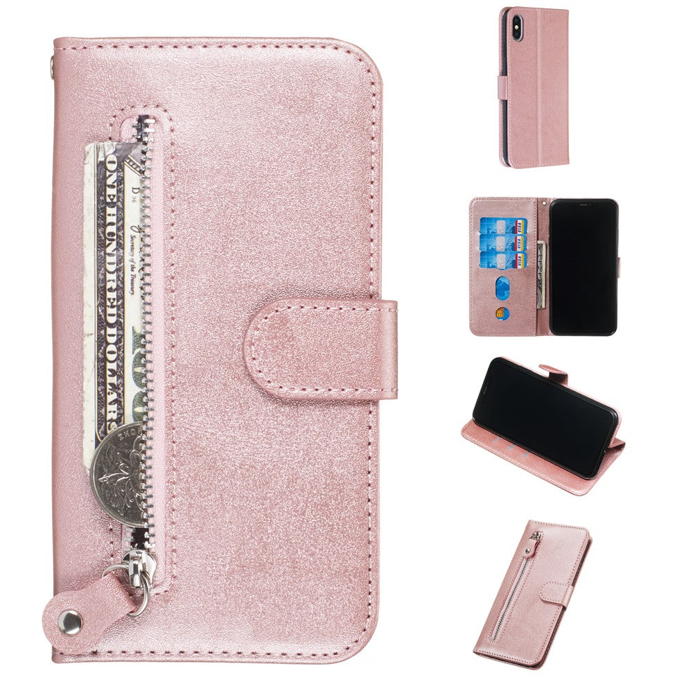 Zipper Pocket PU Leather Wallet Case for iPhone XS Max 6.5 inch