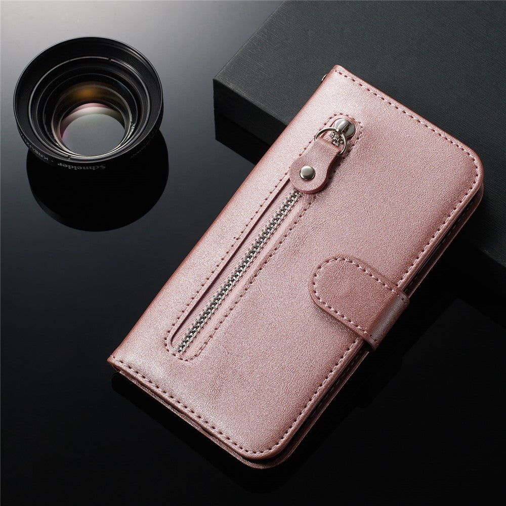 Zipper Pocket PU Leather Wallet Case for iPhone XS Max 6.5 inch