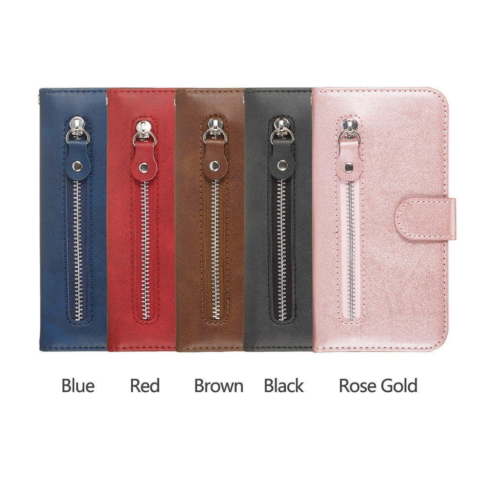 Zipper Pocket PU Leather Wallet Case for iPhone XS Max 6.5 inch