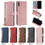 Zipper Pocket PU Leather Wallet Case for iPhone XS Max 6.5 inch
