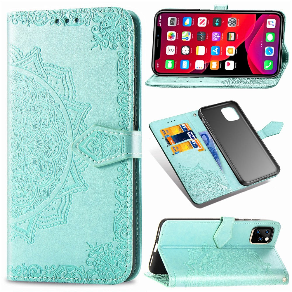 Embossed Mandala Flower Leather Wallet Stand Case for iPhone 11 6.1 inch (2019)