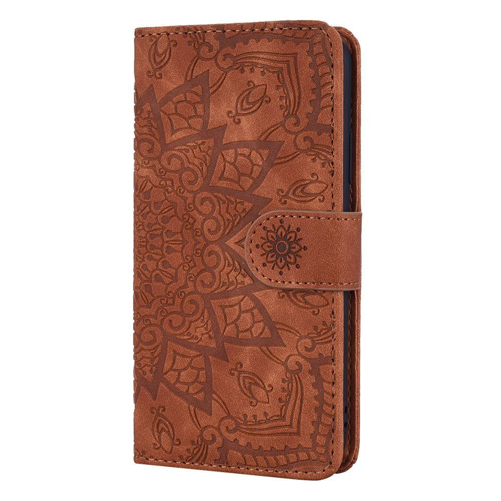 Imprint Mandala Flower Stand Wallet Leather Case Shell Cover for iPhone 11 6.1-inch (2019)