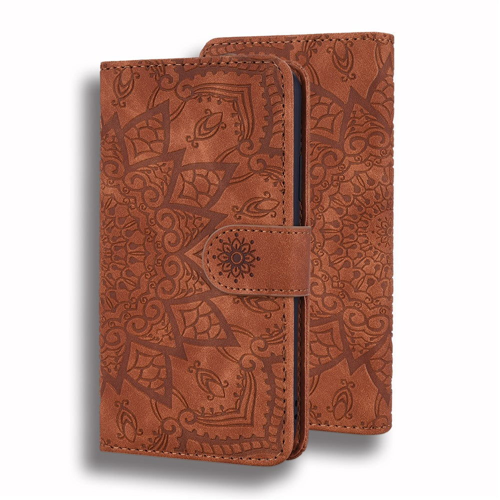 Imprint Mandala Flower Stand Wallet Leather Case Shell Cover for iPhone 11 6.1-inch (2019)