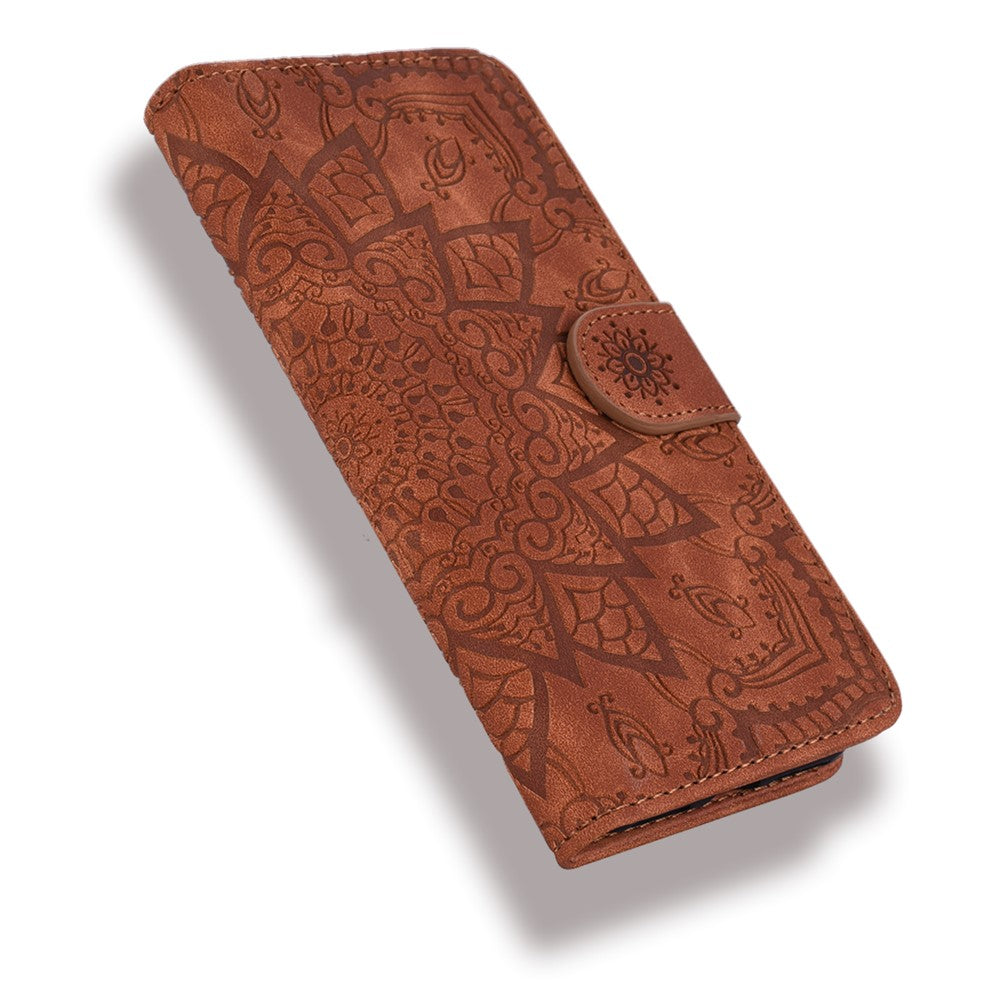 Imprint Mandala Flower Stand Wallet Leather Case Shell Cover for iPhone 11 6.1-inch (2019)