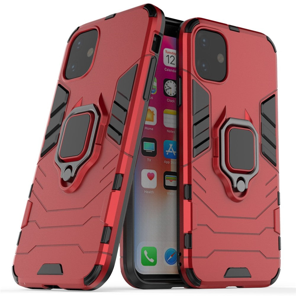 PC + TPU Combo Finger Ring Kickstand Cell Phone Cover Case for iPhone 11 6.1 inch (2019)