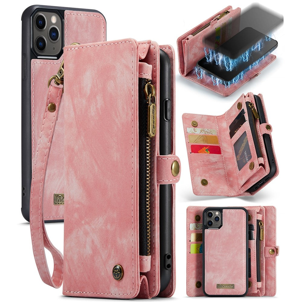 CASEME 008-serien Stødsikkert cover til iPhone 11 Pro Max 6,5 tommer (2019) Aftageligt 2-i-1 PU-læderpung-telefoncover