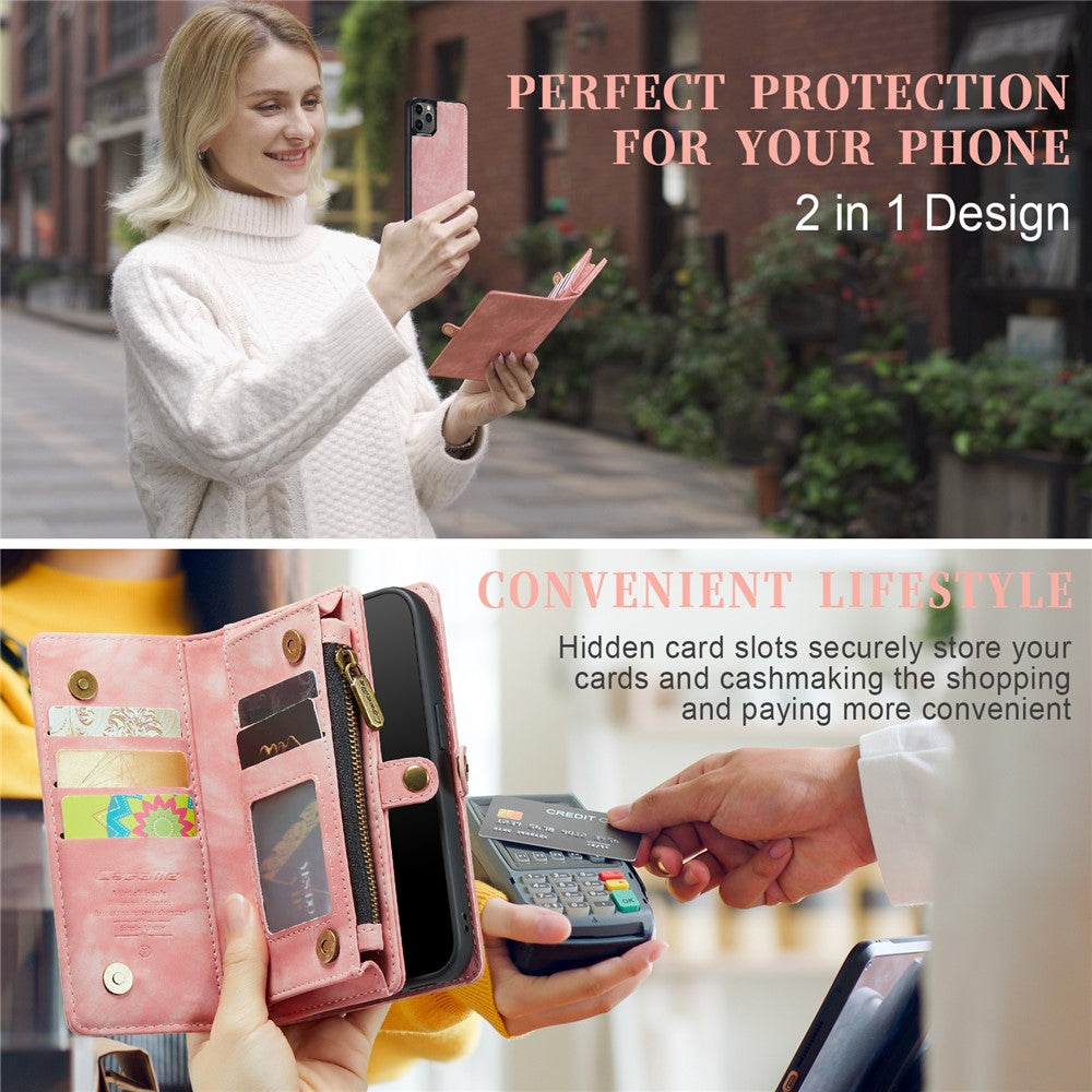 CASEME 008-serien Stødsikkert cover til iPhone 11 Pro Max 6,5 tommer (2019) Aftageligt 2-i-1 PU-læderpung-telefoncover