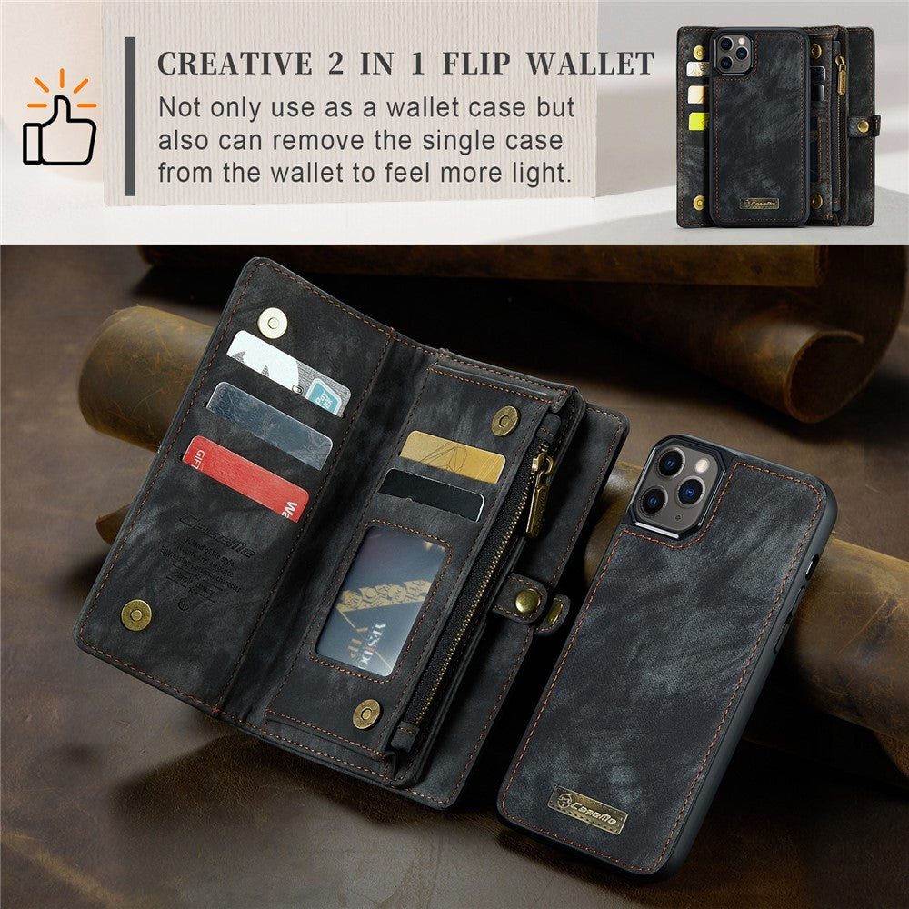 CASEME 008 Series PU Leather 2-in-1 Detachable Stand Magnetic Wallet Phone Case for iPhone 11 Pro 5.8 inch (2019)