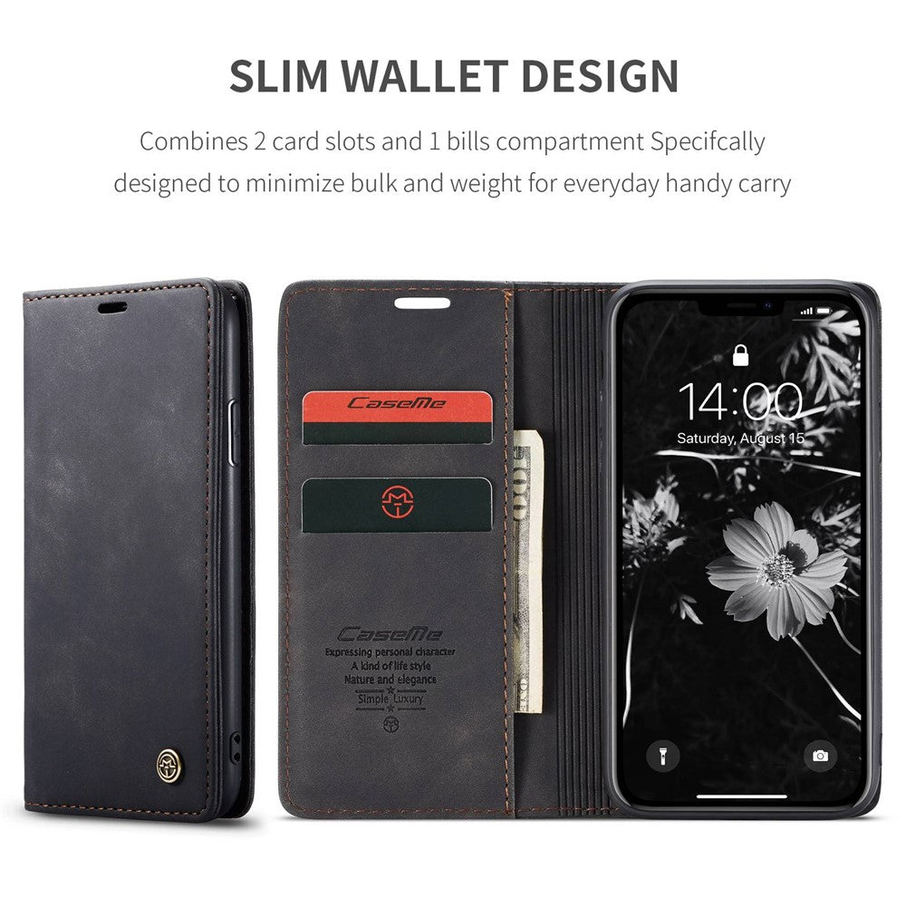 CASEME 013 Series Auto-absorbed Flip Leather Wallet Case for iPhone 11 6.1 inch (2019)