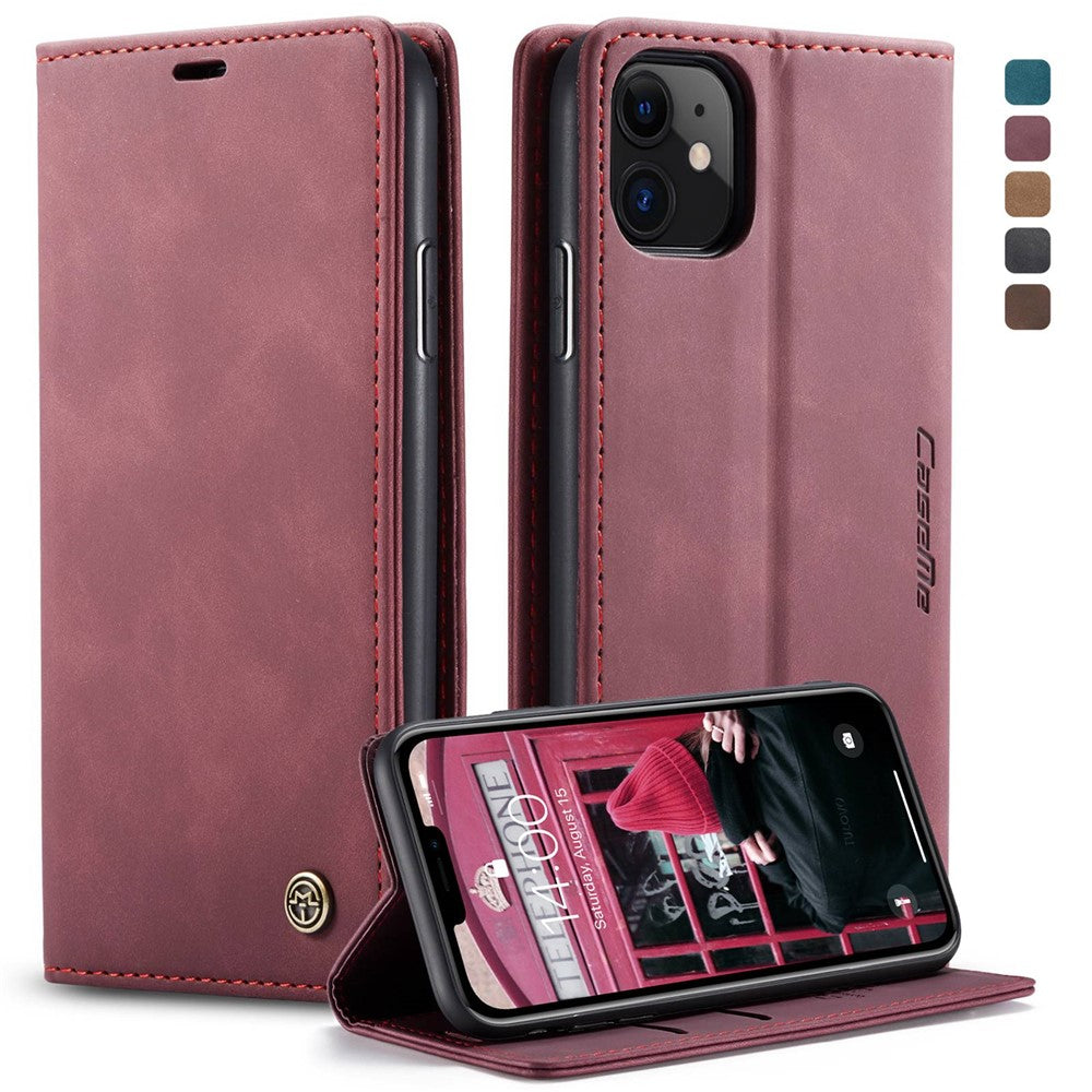 CASEME 013 Series Auto-absorbed Flip Leather Wallet Case for iPhone 11 6.1 inch (2019)