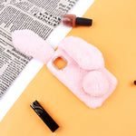 Adorable Long Ears Rabbit Shape Fur Coated Soft TPU Back Case for iPhone 11 6.1 inch (2019)