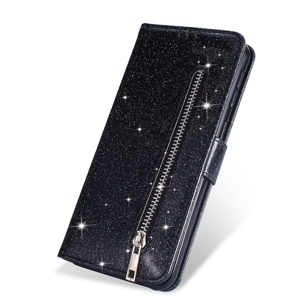 Flash Powder Pung med lynlås og flip-lædertelefoncover med rem til iPhone 11 Pro 5,8 tommer (2019)