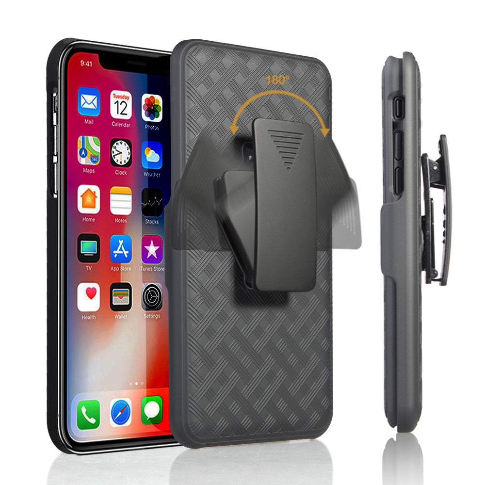 Flätad bältesklämma med stöd, PC-mobilskal för iPhone 11 Pro 5,8 tum (2019)