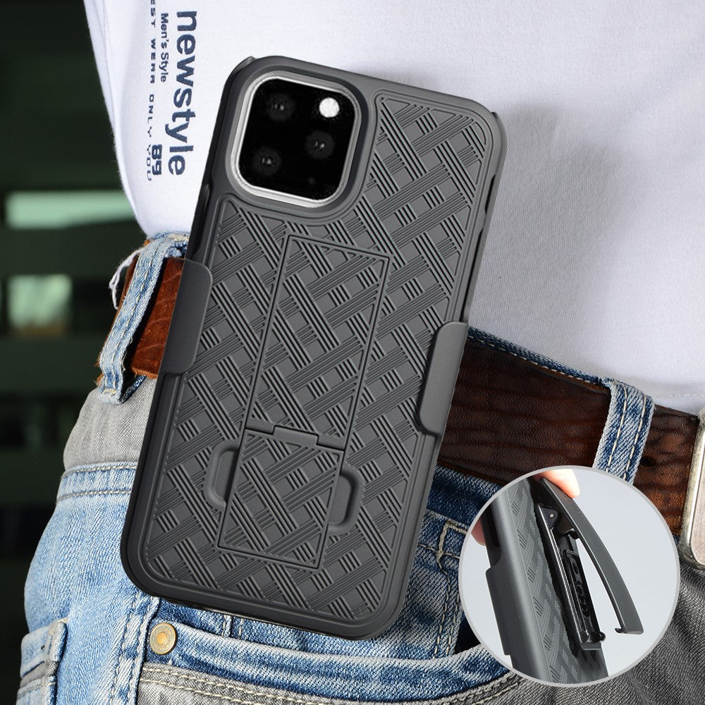 Flätad bältesklämma med stöd, PC-mobilskal för iPhone 11 Pro 5,8 tum (2019)