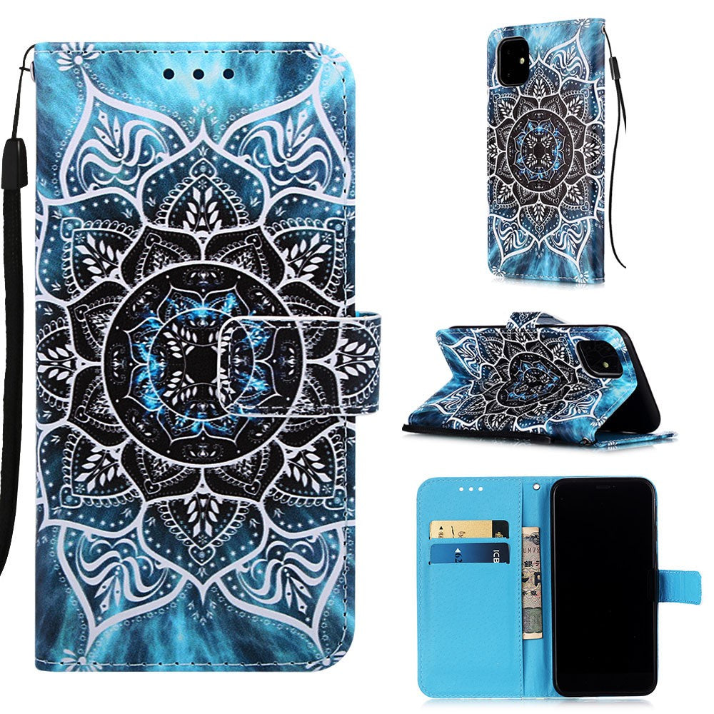 Mønsterprintet PU-læder flip stand-etui til iPhone 11 6.1 tommer (2019)