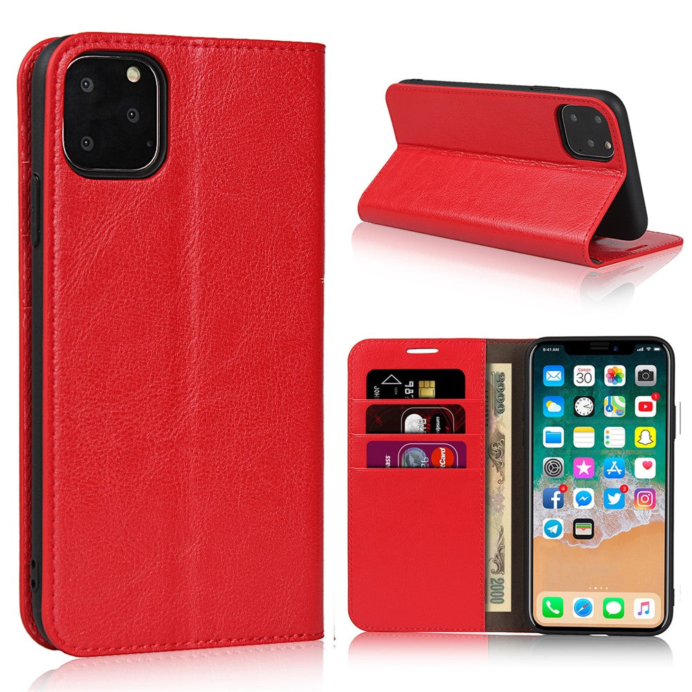 Crazy Horse Genuine Leather Case with Wallet Stand for iPhone 11 Pro Max 6.5 inch