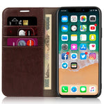 For iPhone 11 6.1 inch Crazy Horse Skin Genuine Leather Case Shockproof TPU Stand Wallet Flip Folio Cover