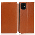 For iPhone 11 6.1 inch Crazy Horse Skin Genuine Leather Case Shockproof TPU Stand Wallet Flip Folio Cover