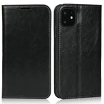 For iPhone 11 6.1 inch Crazy Horse Skin Genuine Leather Case Shockproof TPU Stand Wallet Flip Folio Cover