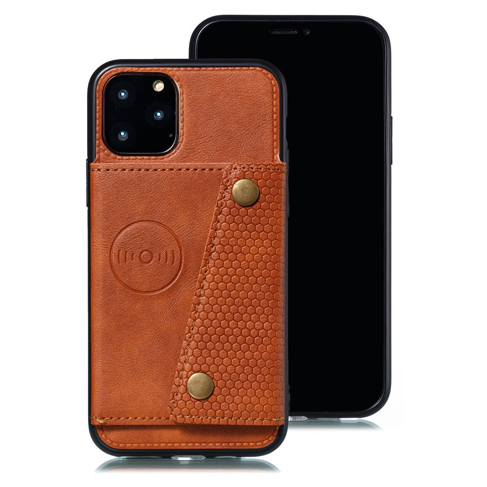 Kickstand Card Holder PU Leather Coated TPU Case for iPhone 11 6.1 inch