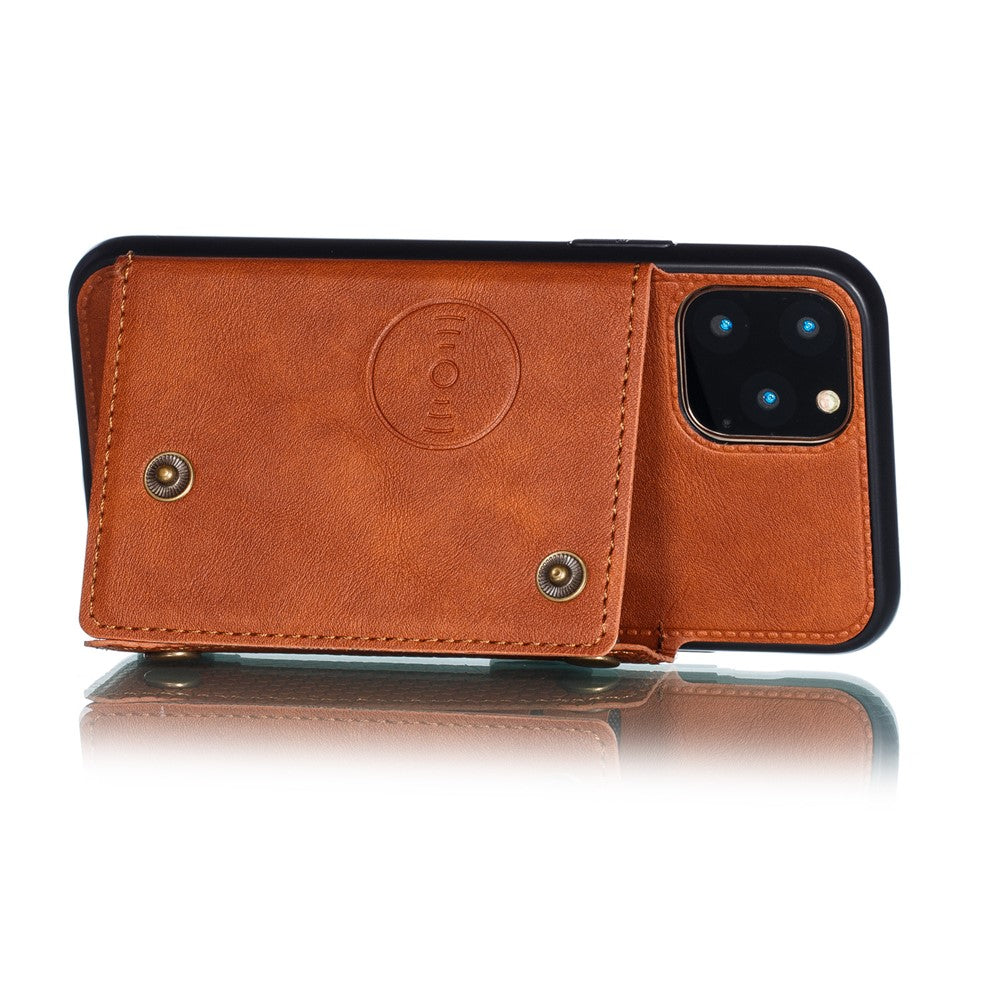 Kickstand Card Holder PU Leather Coated TPU Case for iPhone 11 6.1 inch