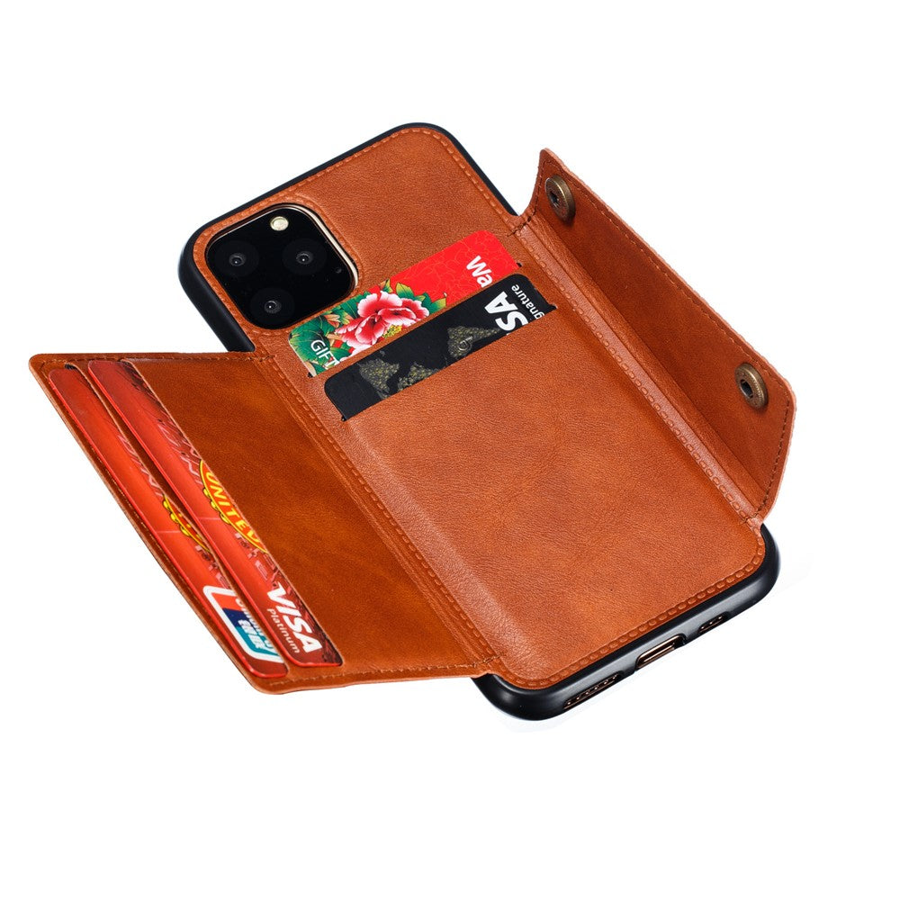 Kickstand Card Holder PU Leather Coated TPU Case for iPhone 11 6.1 inch