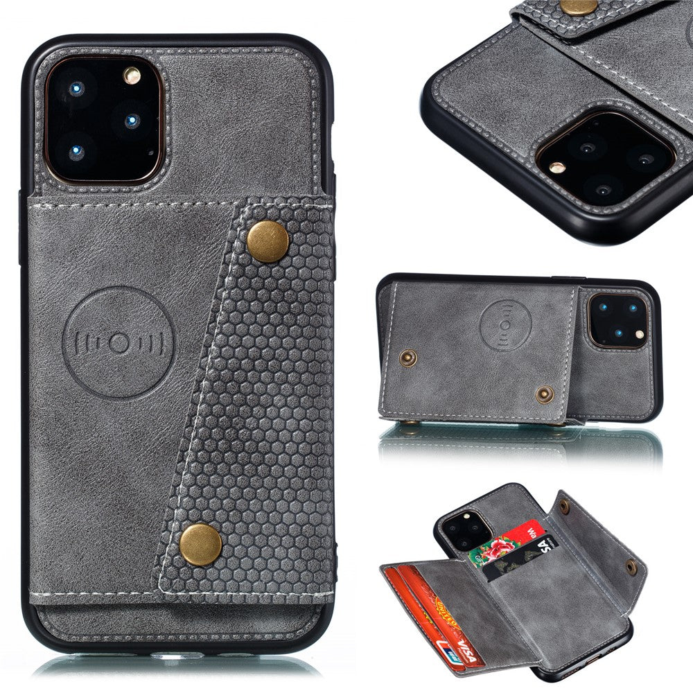 Kickstand Card Holder PU Leather Coated TPU Case for iPhone 11 6.1 inch
