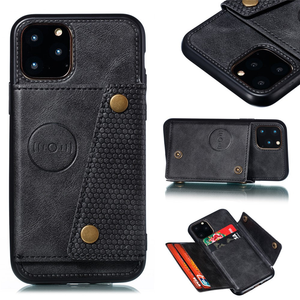 Kickstand Card Holder PU Leather Coated TPU Case for iPhone 11 6.1 inch