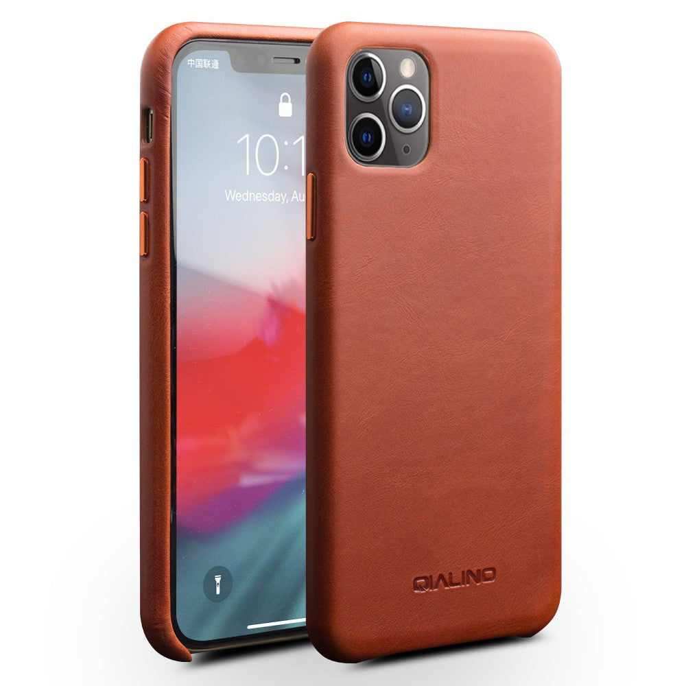 QIALINO for iPhone 11 Pro Max 6.5-inch Case Genuine Leather Phone Back Cover