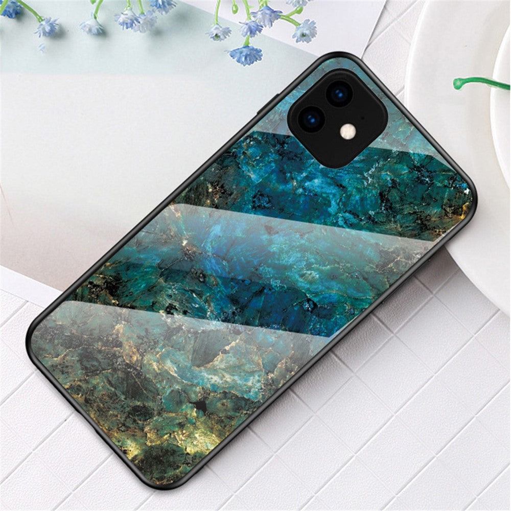 Marble Texture Tempered Glass + PC + TPU Hybrid Case for iPhone 11 6.1 inch (2019)