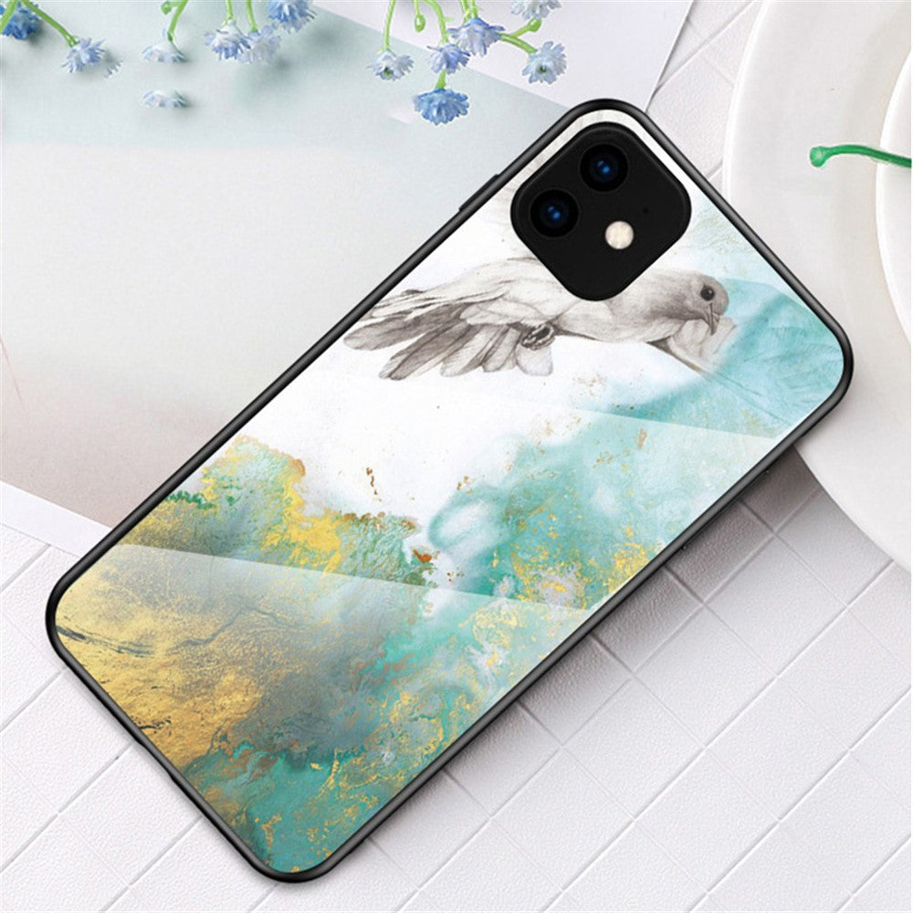 Marble Texture Tempered Glass + PC + TPU Hybrid Case for iPhone 11 6.1 inch (2019)