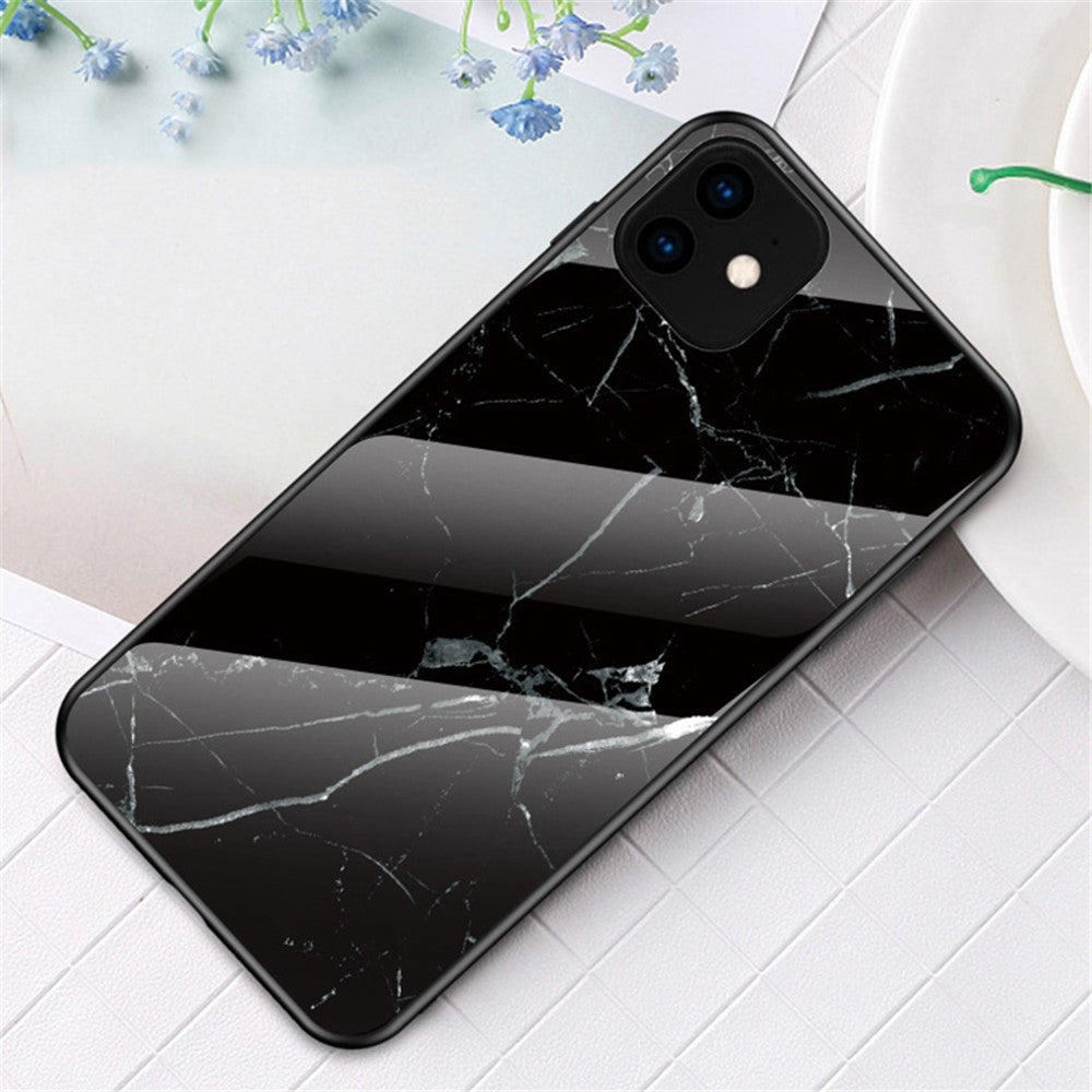 Marble Texture Tempered Glass + PC + TPU Hybrid Case for iPhone 11 6.1 inch (2019)