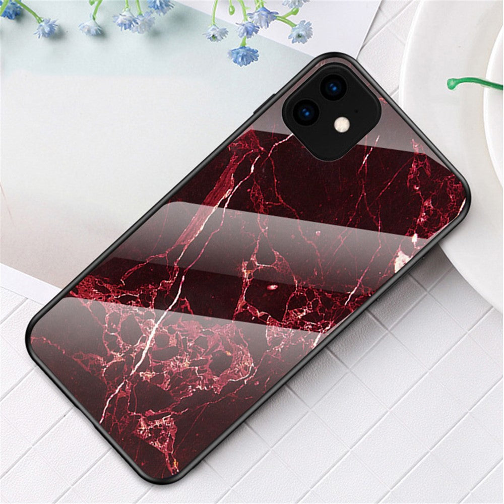Marble Texture Tempered Glass + PC + TPU Hybrid Case for iPhone 11 6.1 inch (2019)