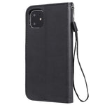 iPhone 11-skal i enfärgat läder, mobilskal, plånboksfodral med rem