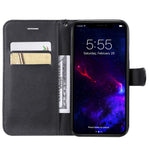 iPhone 11-skal i enfärgat läder, mobilskal, plånboksfodral med rem