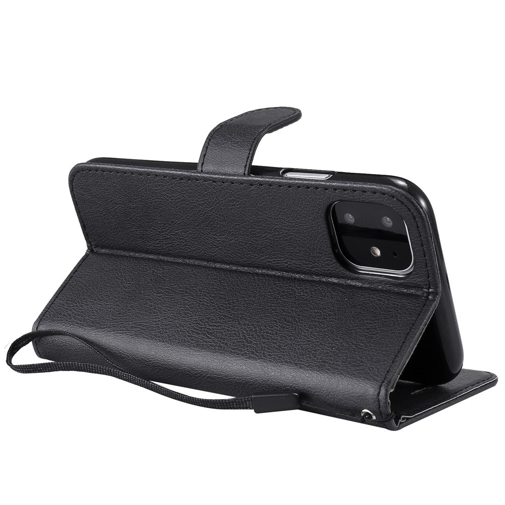 iPhone 11-skal i enfärgat läder, mobilskal, plånboksfodral med rem