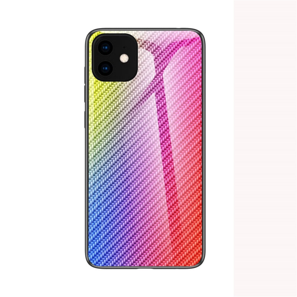 Carbon Fiber Texture Tempered Glass + PC + TPU Hybrid Phone Case for iPhone 11 Pro Max 6.5 inch (2019)
