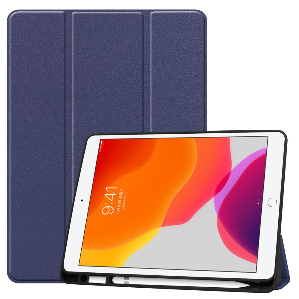 Leather Tablet Cover for iPad 10.2 (2021) / (2020) / (2019) Tri-Fold Stand Protection Case with Pen Slot
