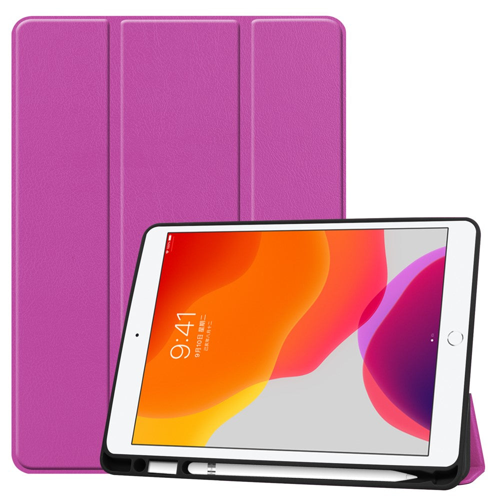 Leather Tablet Cover for iPad 10.2 (2021) / (2020) / (2019) Tri-Fold Stand Protection Case with Pen Slot