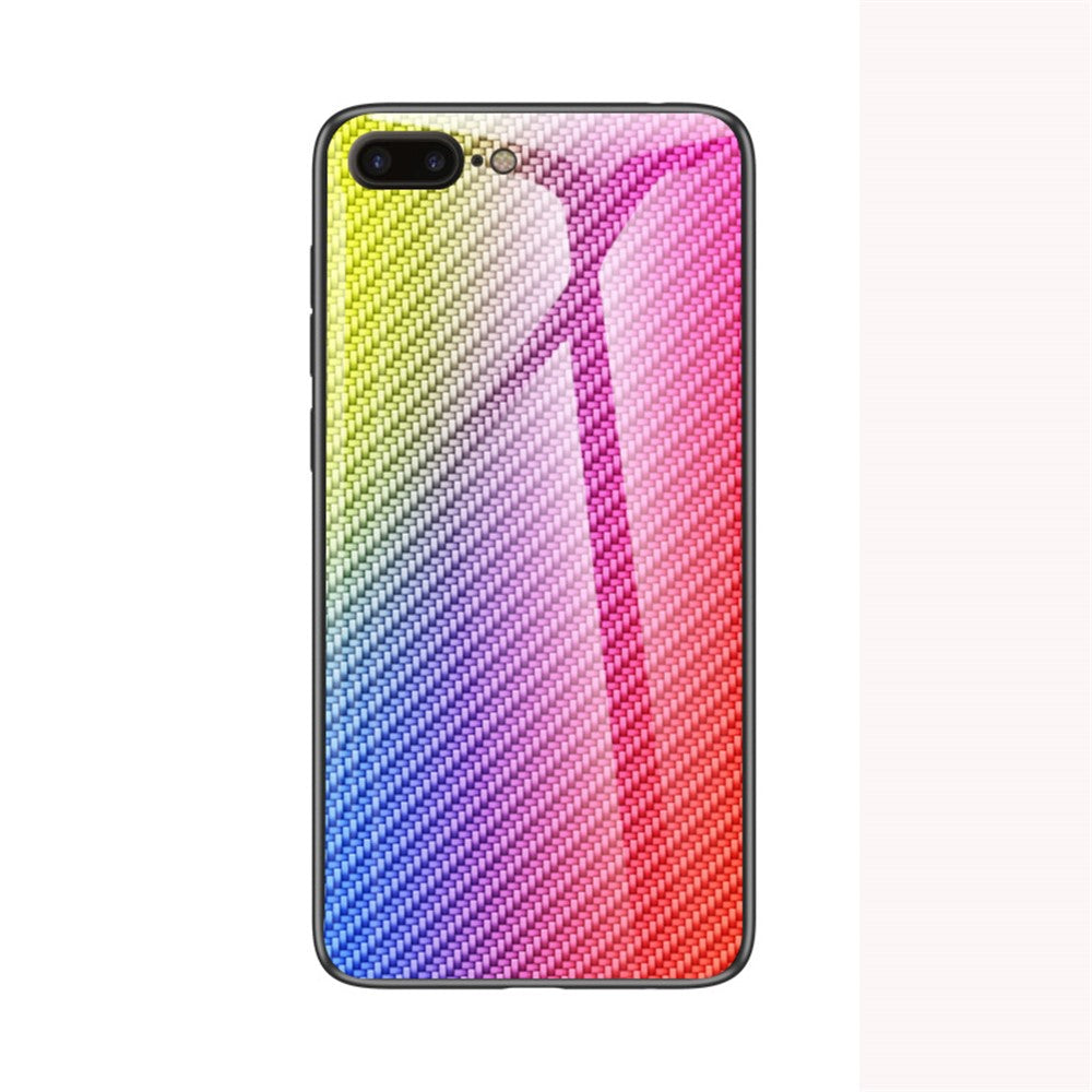 Carbon Fiber Surface Tempered Glass + PC + TPU Cell Casing for iPhone 8 Plus / 7 Plus 5.5 inch