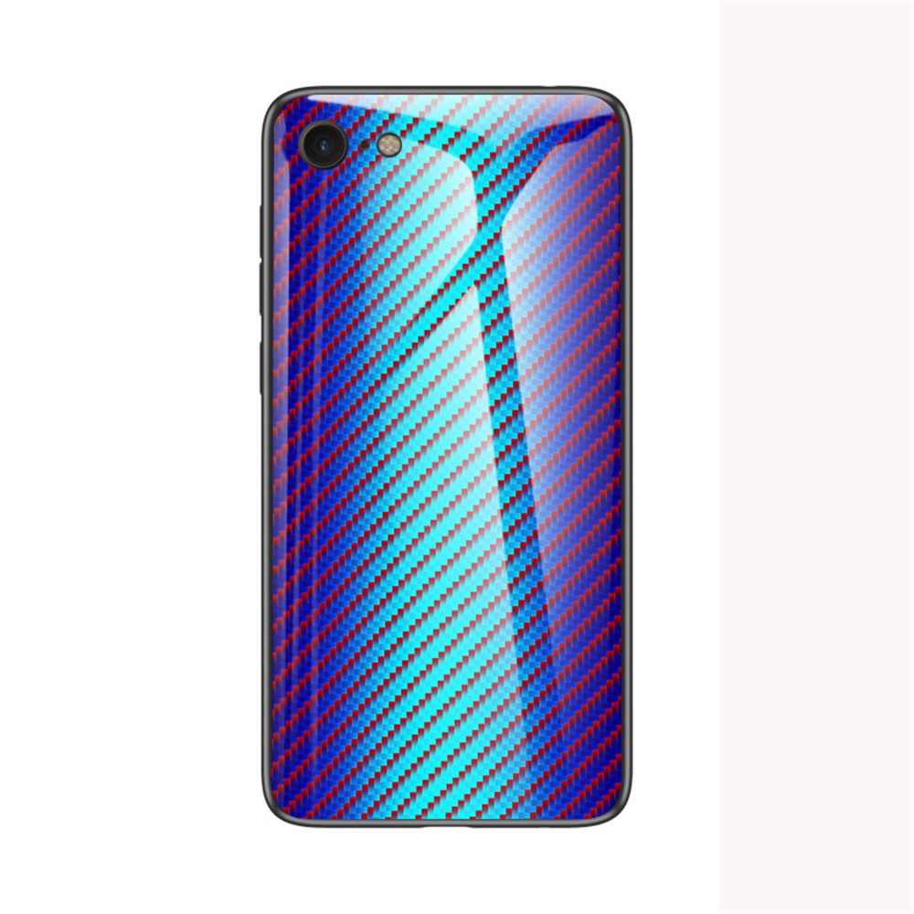 Carbon Fiber Skin Tempered Glass + PC + TPU Cell Case for iPhone 8/7/SE (2020)/SE (2022)