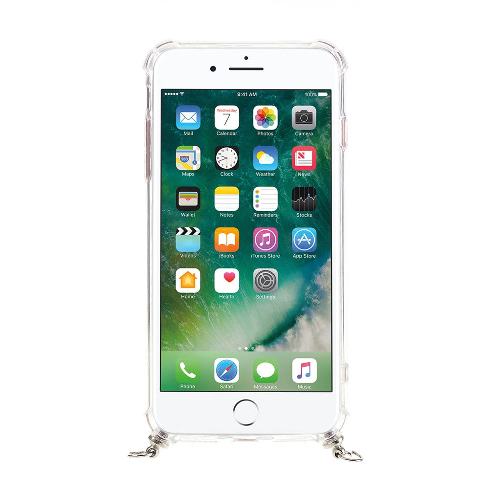 For iPhone 8/7/SE (2020)/SE (2022) TPU+Acrylic+Textile Strap Anti-fall Shell