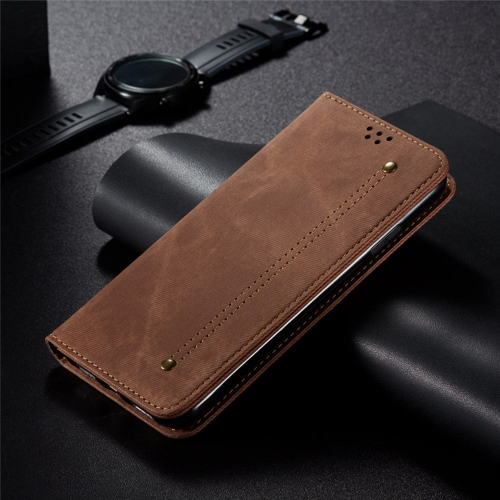 Retro Style Jeans Cloth Leather Stand Case with Card Slots for iPhone 7 4.7 inch/8 4.7 inch/SE (2020/SE (2022)