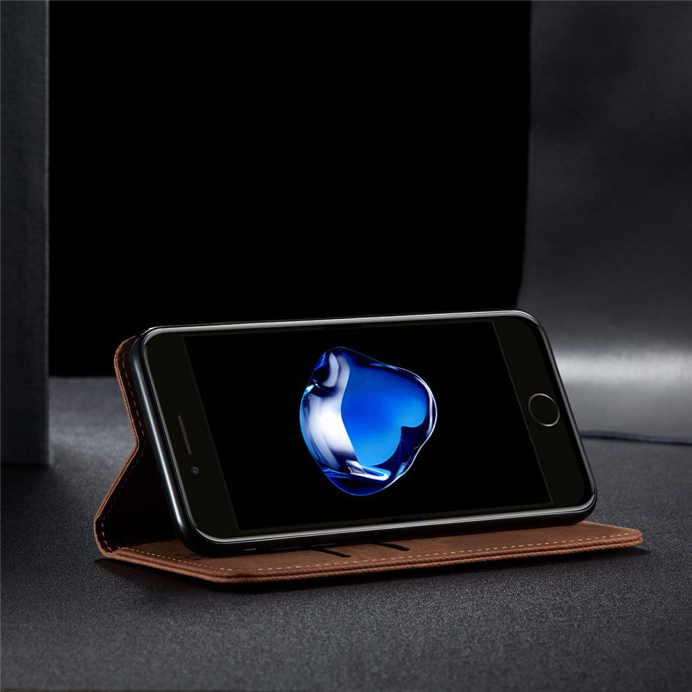 Retro Style Jeans Cloth Leather Stand Case with Card Slots for iPhone 7 4.7 inch/8 4.7 inch/SE (2020/SE (2022)