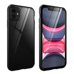 Full Covering Magnetic Metal Frame + Tempered Glass Touch Screen Phone Case for Apple iPhone 11 6.1 inch